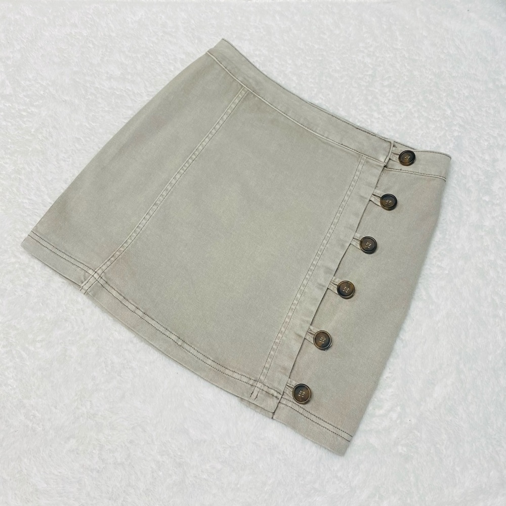 Altar’d State Gray Wash Side Button Denim Skirt